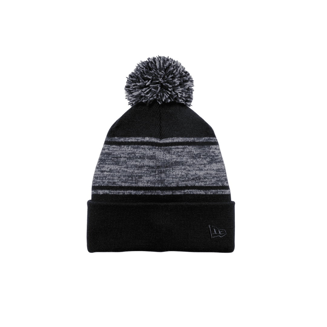 black navy pom beanie