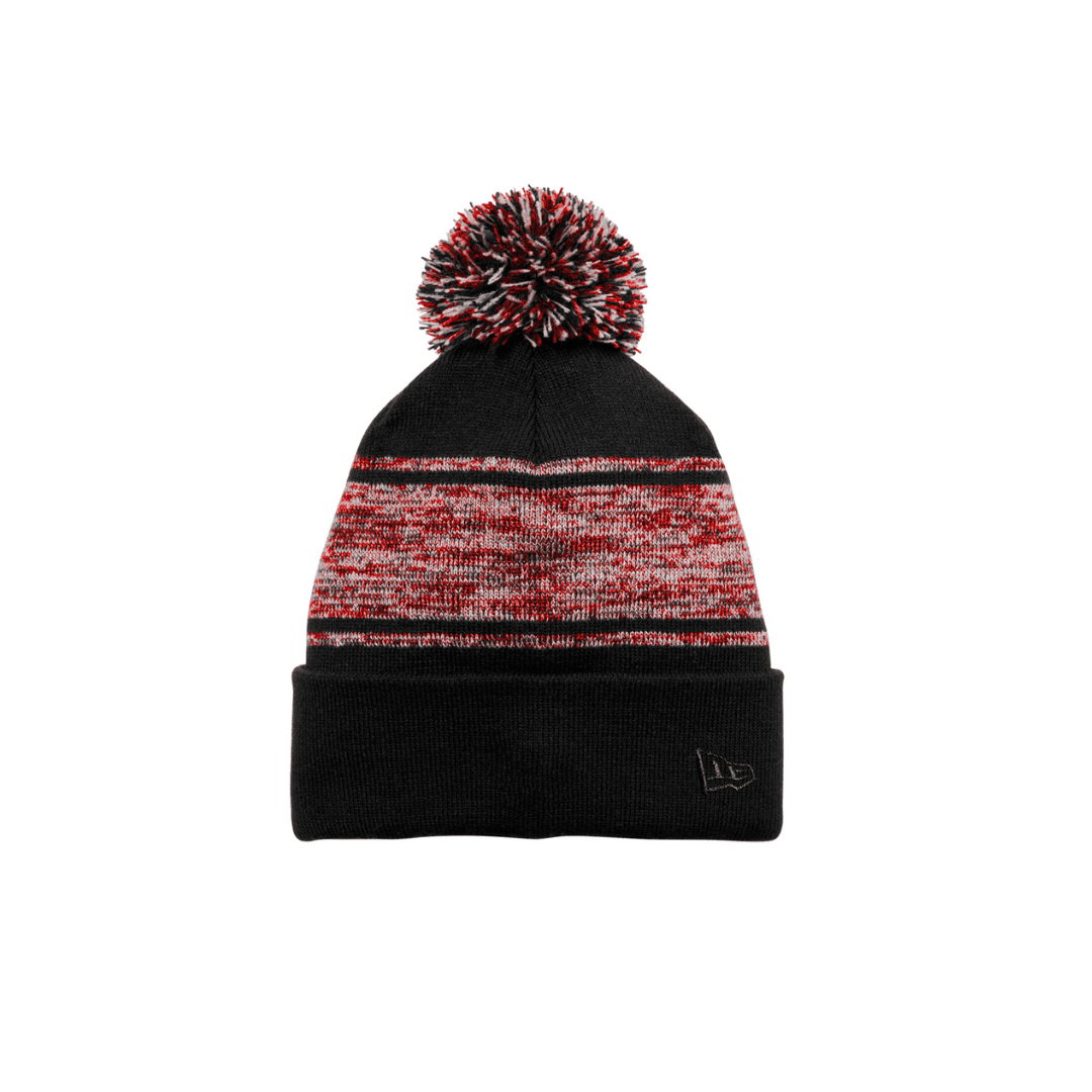 black scarlet pom beanie